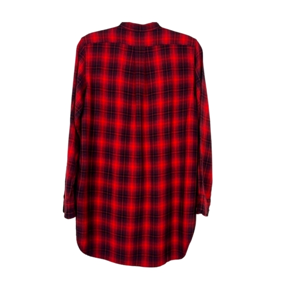 Ralph Lauren Denim & Supply | Red/Black Pleated Hi-Low Plaid Top - Picture 7 of 16